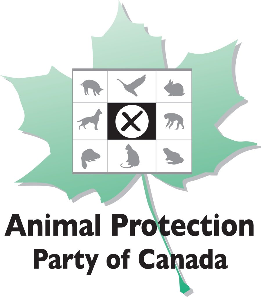animal protection party canada logo with leaf black with green leaf